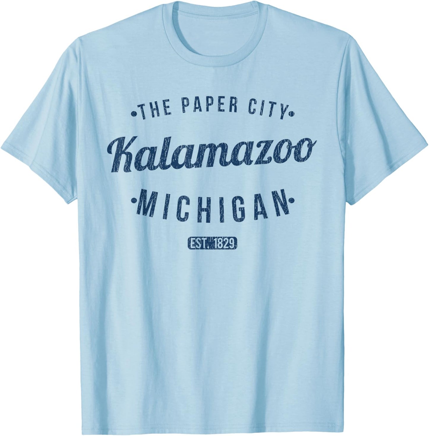 Vintage Kalamazoo Michigan Souvenirs by BAS Kalamazoo MI Retro Vintage Souvenir T-Shirt - T-Shirt | Light Blue