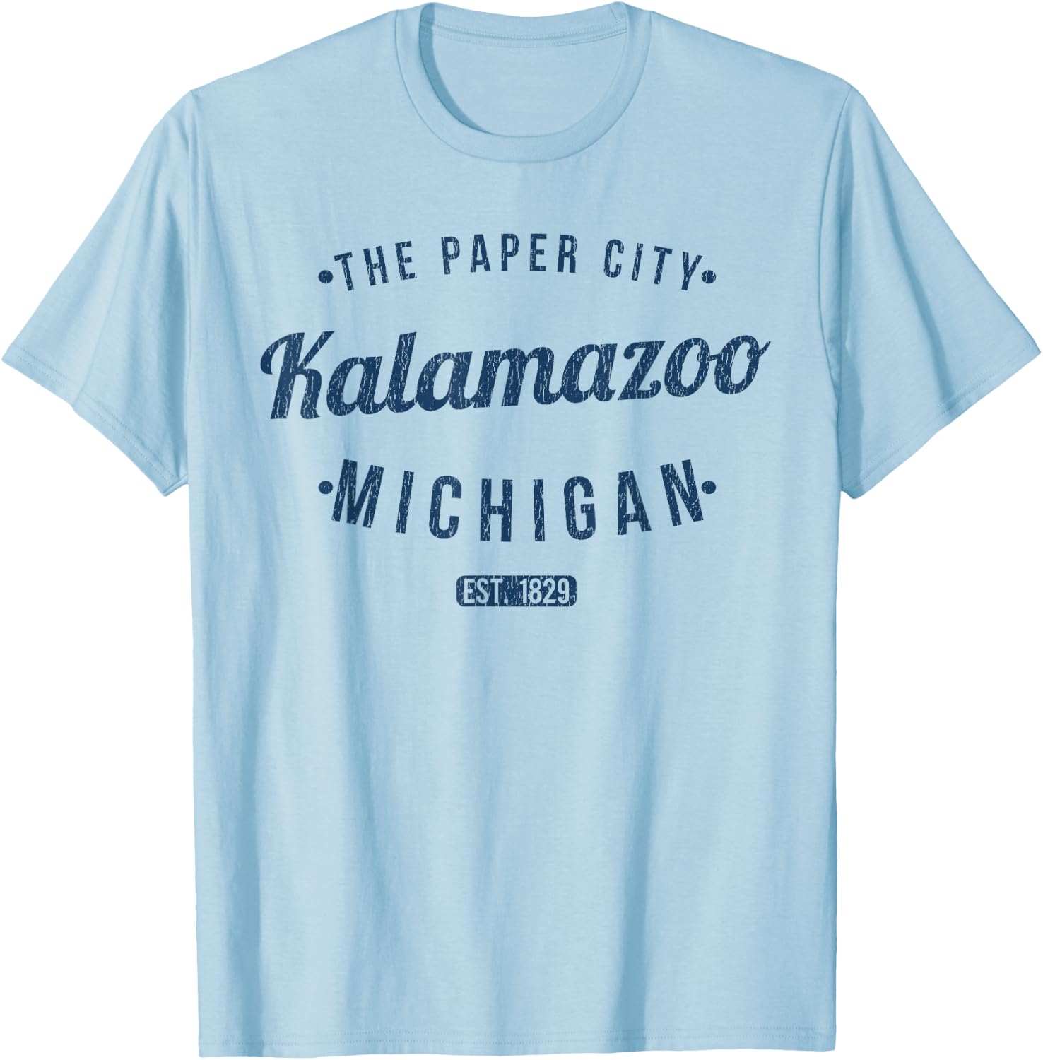 Vintage Kalamazoo Michigan Souvenirs by BAS Kalamazoo MI Retro Vintage Souvenir T-Shirt - T-Shirt | Light Blue