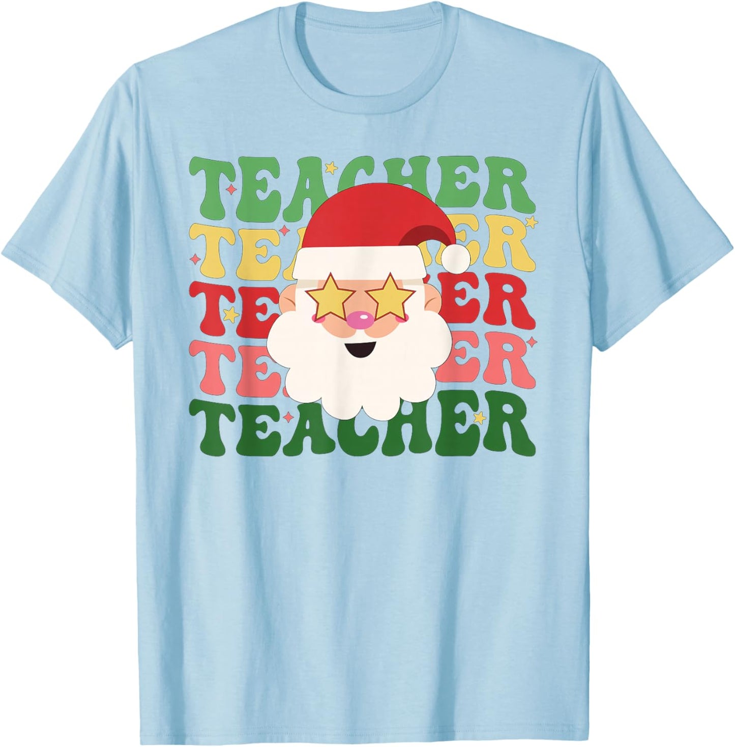 Groovy Teacher Christmas Teaching Xmas Party T-Shirt - T-Shirt | Light Blue