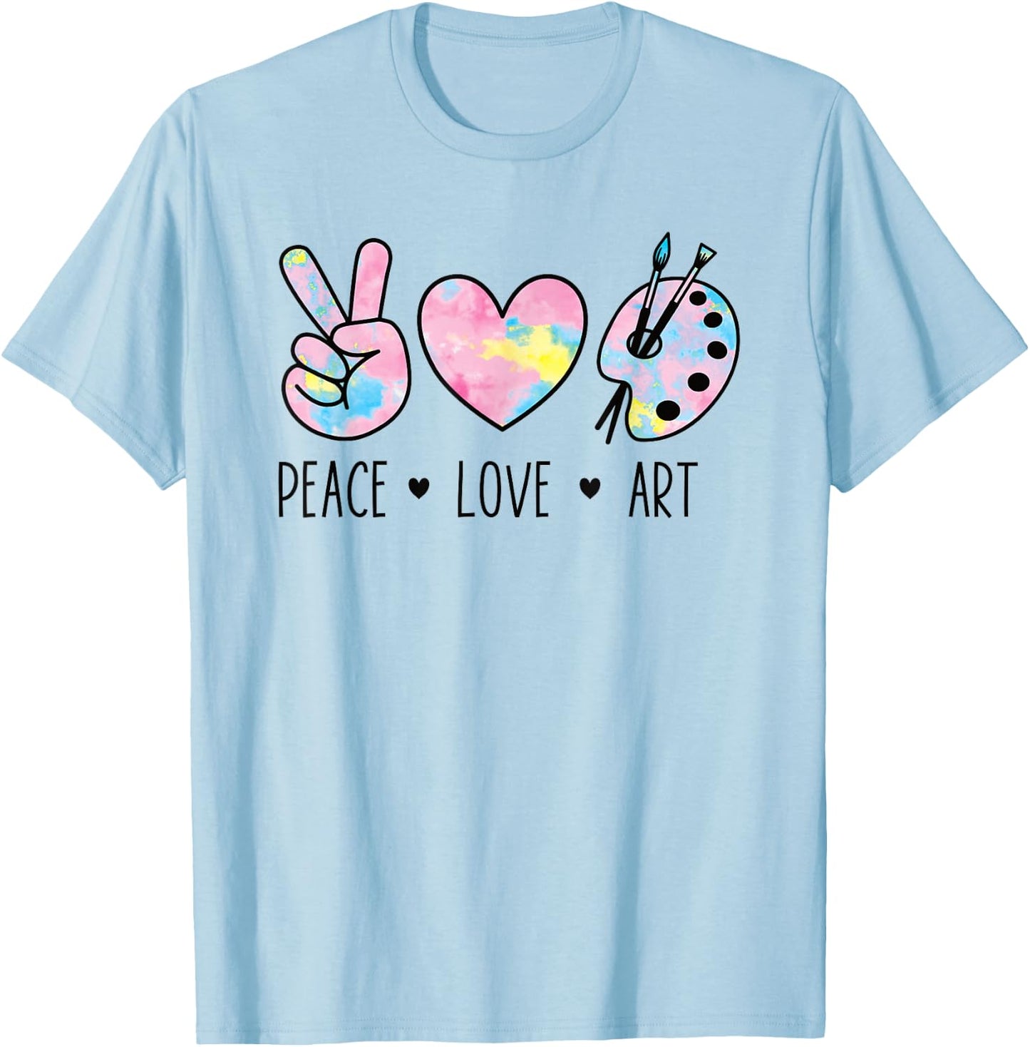 Peace Love Art Shirt Pastel Rainbow Tie Dye Artist Hippie T-Shirt - T-Shirt | Light Blue