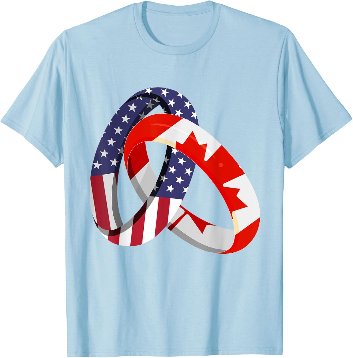 Canadian American Ring Heritage Month Patriot Flags T-Shirt - T-Shirt | Light Blue