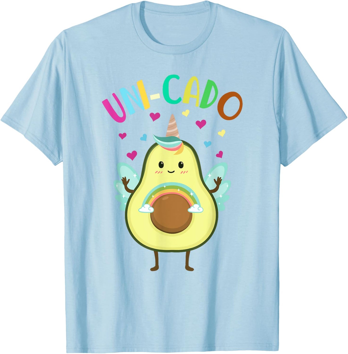 Cute Avocado Shirt Kids Toddler Little Girl Unicorn Birthday T-Shirt - T-Shirt | Light Blue