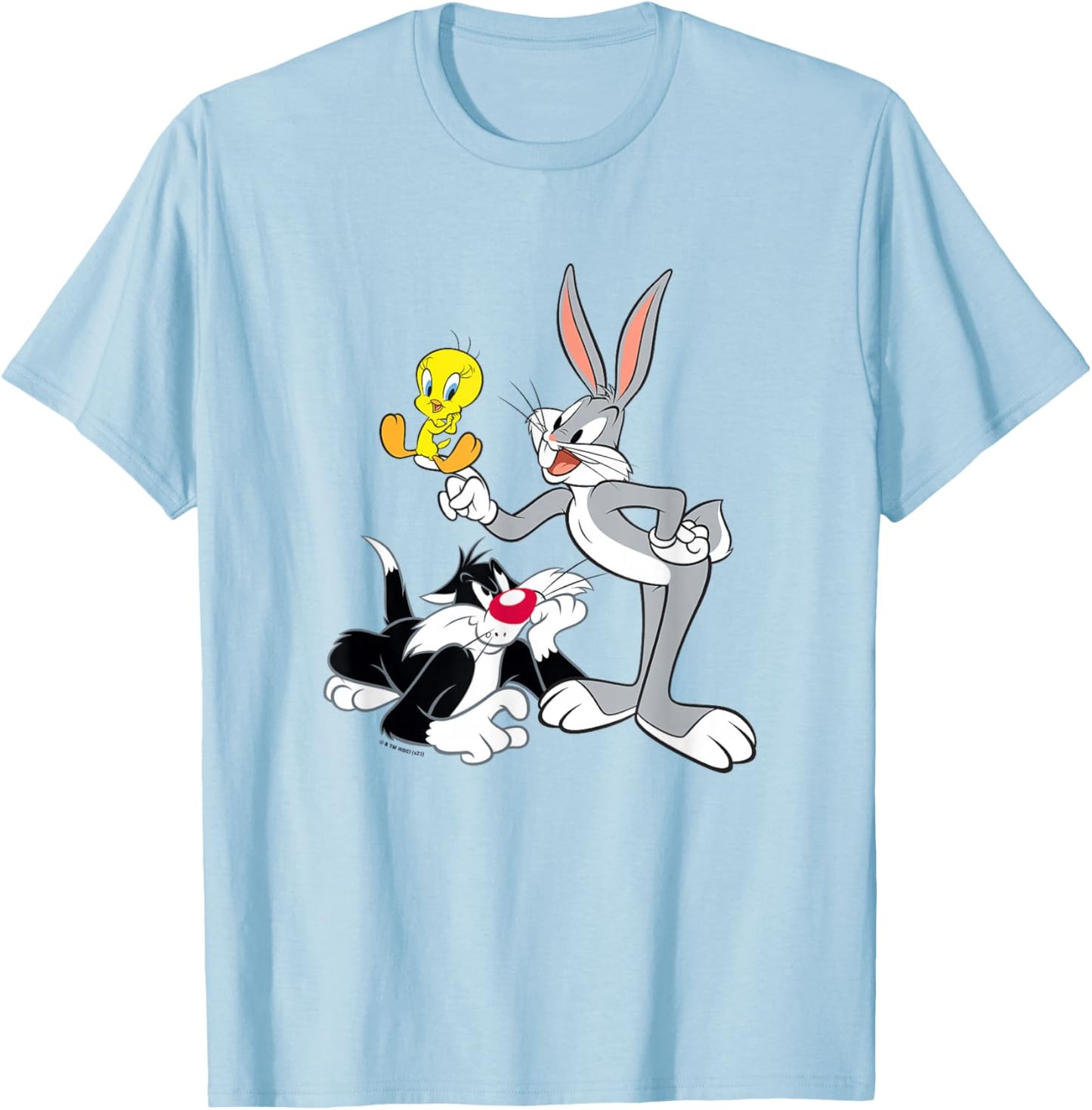 Looney Tunes Sylvester Tweety & Bugs Hanging Out T-Shirt - T-Shirt | Light Blue