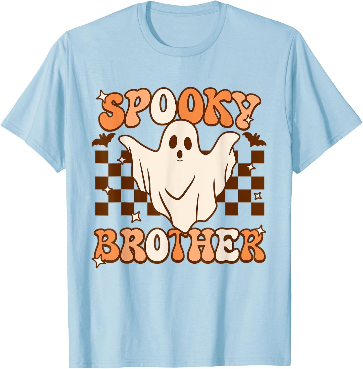 Retro Groovy Ghost Spooky Brother Costume Matching T-Shirt - T-Shirt | Light Blue