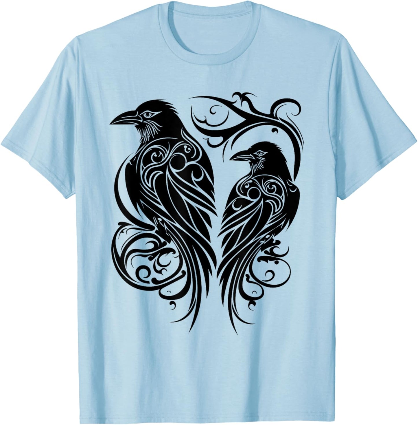 Odins Raven Norse Mythology Viking Birds Celtic Knots Asgard T-Shirt - T-Shirt | Light Blue