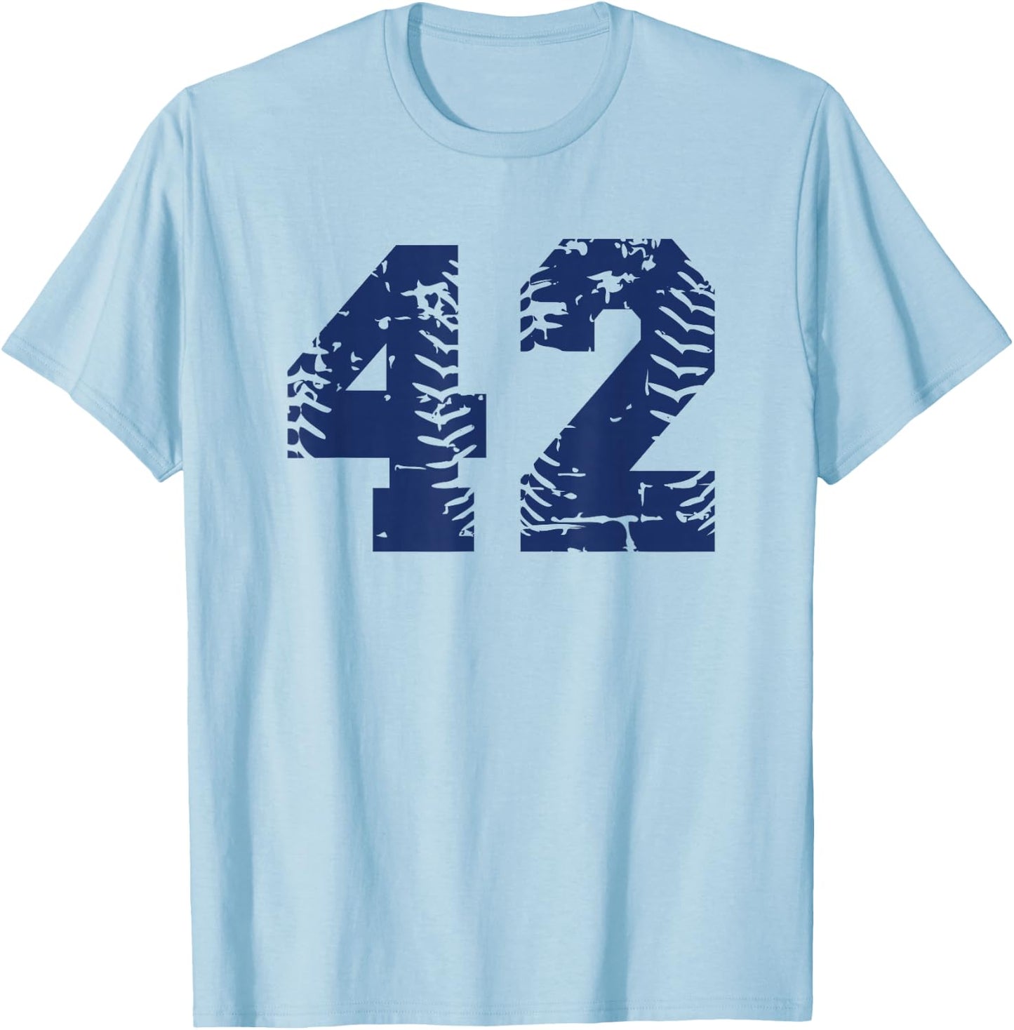 Number #42 Baseball Softball Blue Vintage Varsity Number T-Shirt - T-Shirt | Light Blue