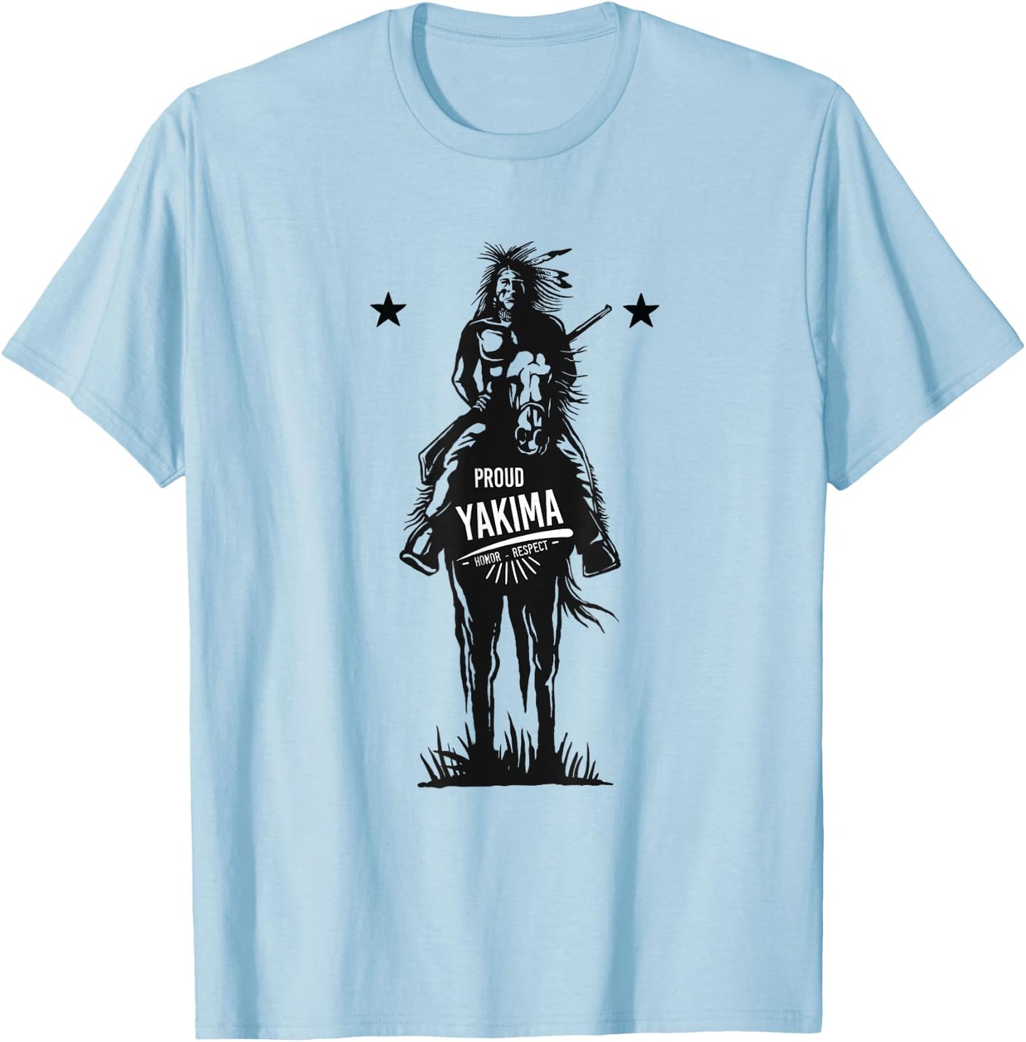 Yakima American Indian Tribe Proud Warrior on Horse T-Shirt - T-Shirt | Light Blue