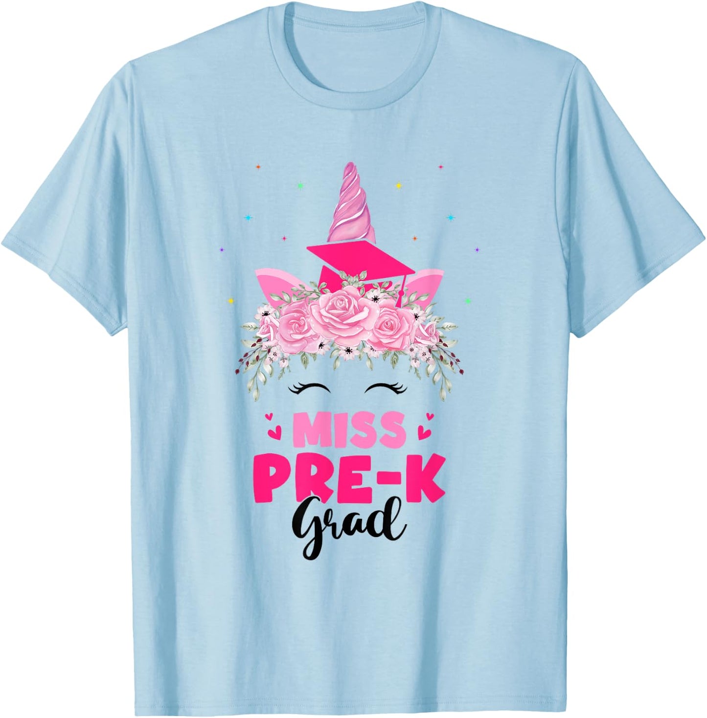 Unicorn Miss Pre-k Grad Preschool Graduation Girls Kids T-Shirt - T-Shirt | Light Blue