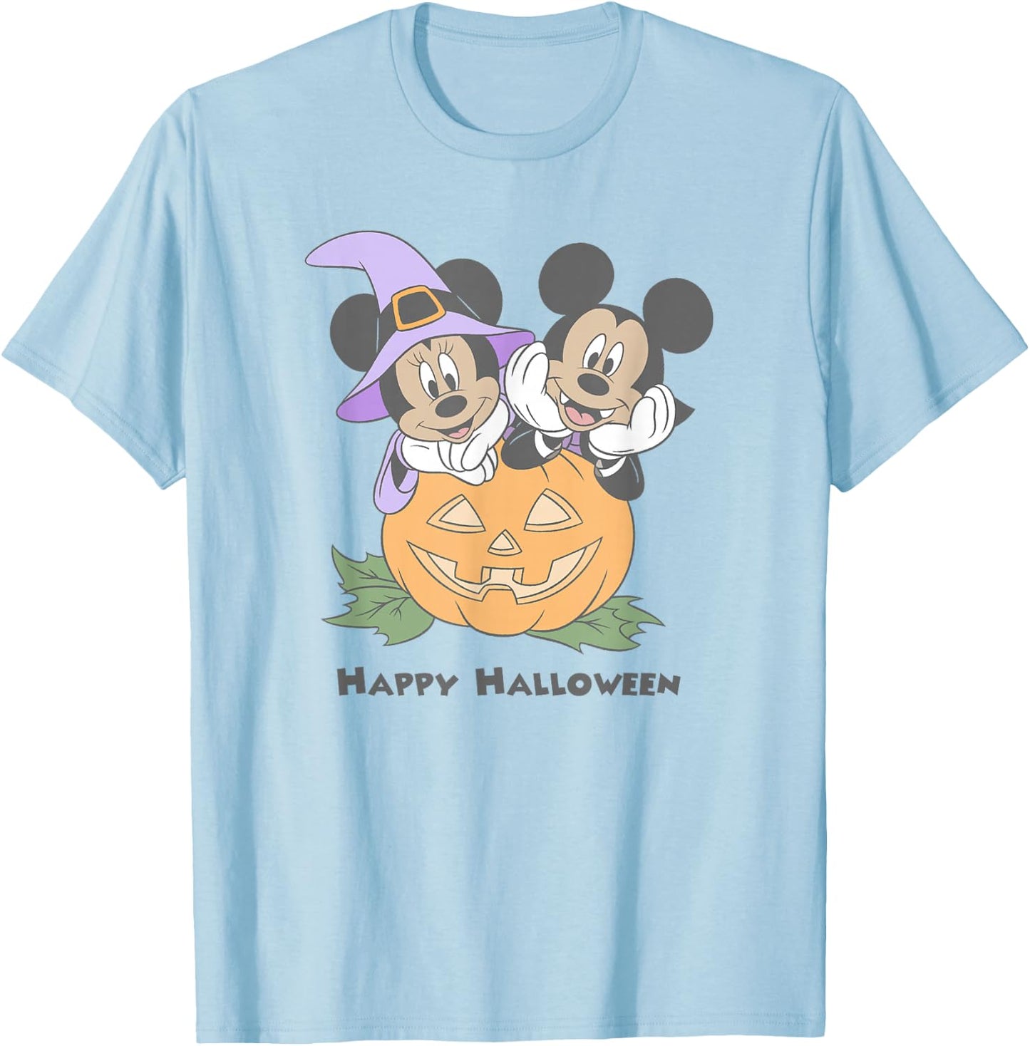 Disney Mickey and Friends Halloween Pumpkin Mickey & Minnie T-Shirt - T-Shirt | Light Blue