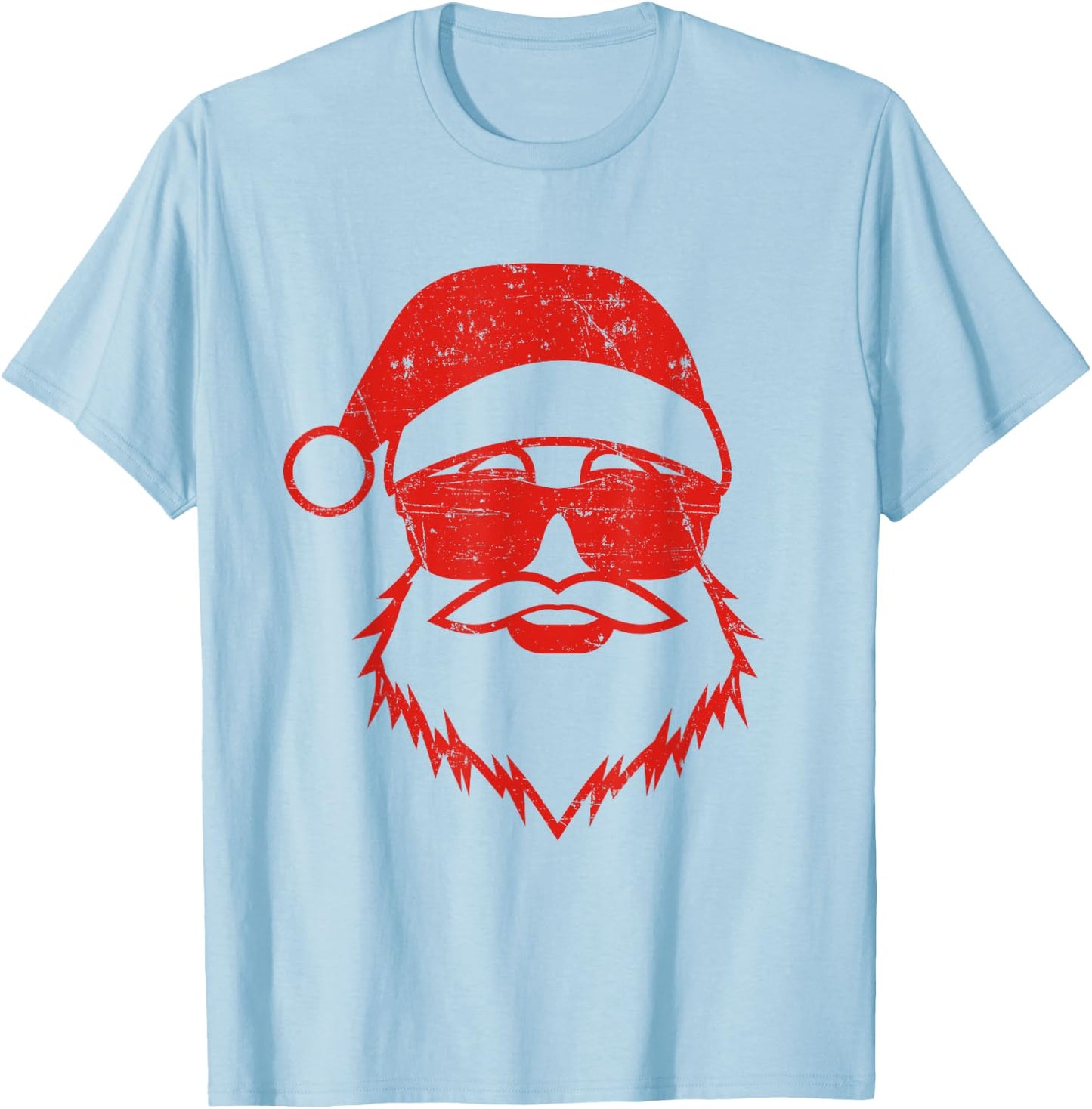 Santa Face Retro Sunglasses Christmas Xmas Men Women Kids T-Shirt - T-Shirt | Light Blue