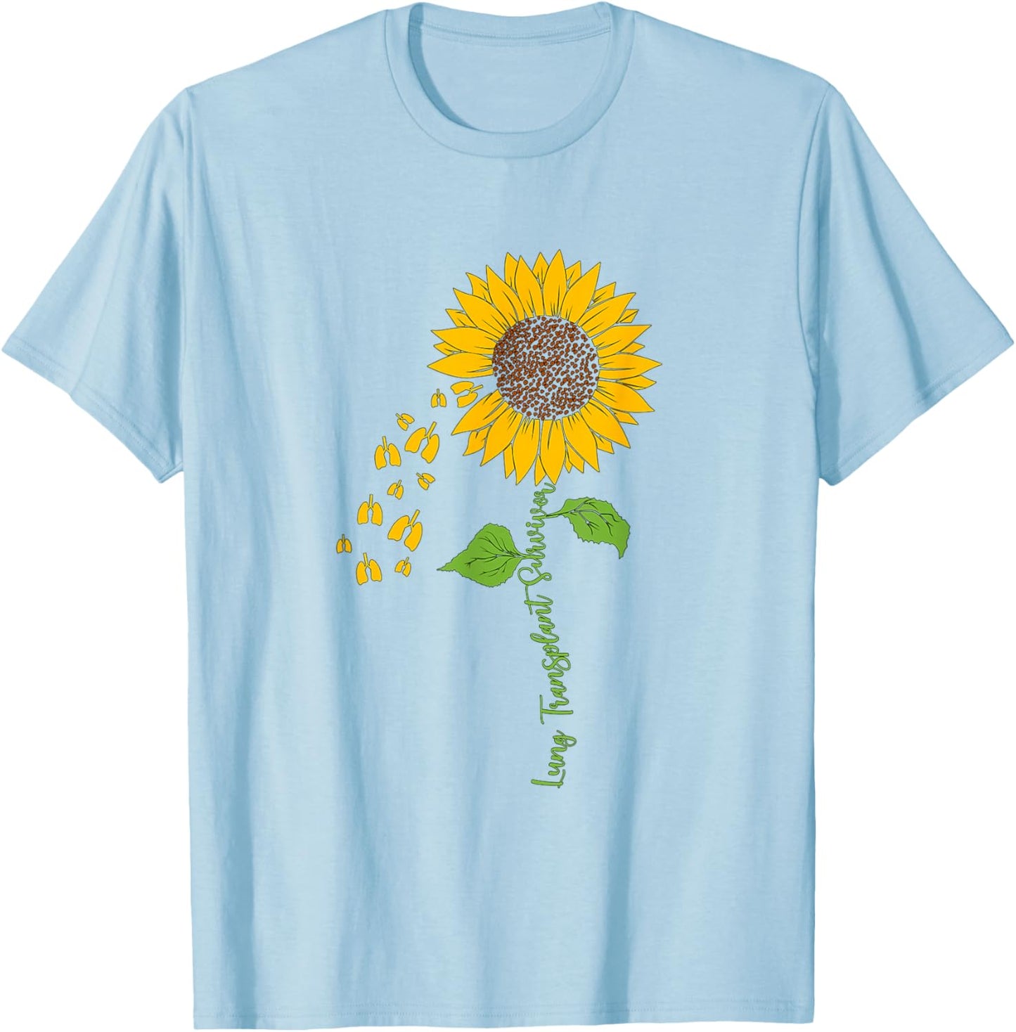 Lung Transplant Survivor Sunflower Lung Transplant Recovery T-Shirt - T-Shirt | Light Blue