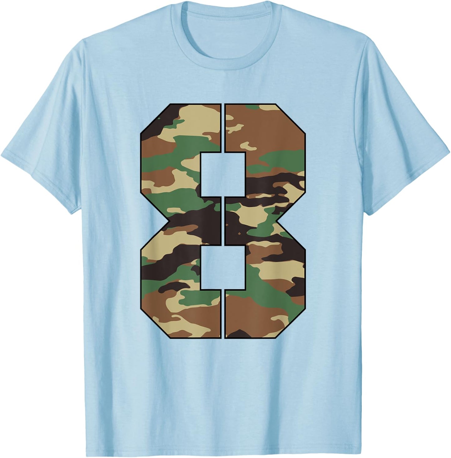 Military Theme 8th Birthday Kids 8 Year Old Boy Army T-Shirt - T-Shirt | Light Blue