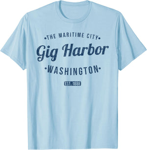 Gig Harbor Washington Vintage Travel Souvenir Gig Harbor T-Shirt - T-Shirt | Light Blue
