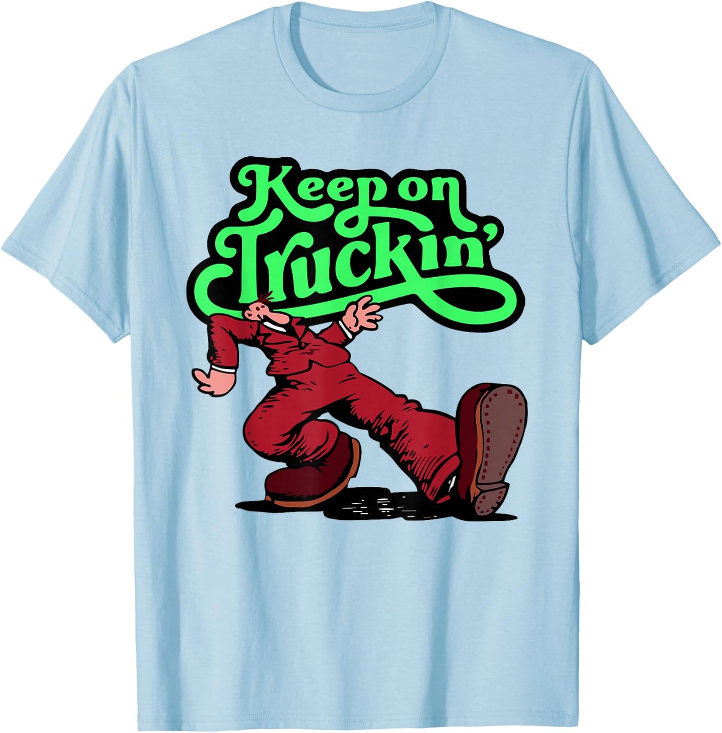 Keep on Trucking -Adults Grey Cartoon Small T-Shirt - T-Shirt | Light Blue