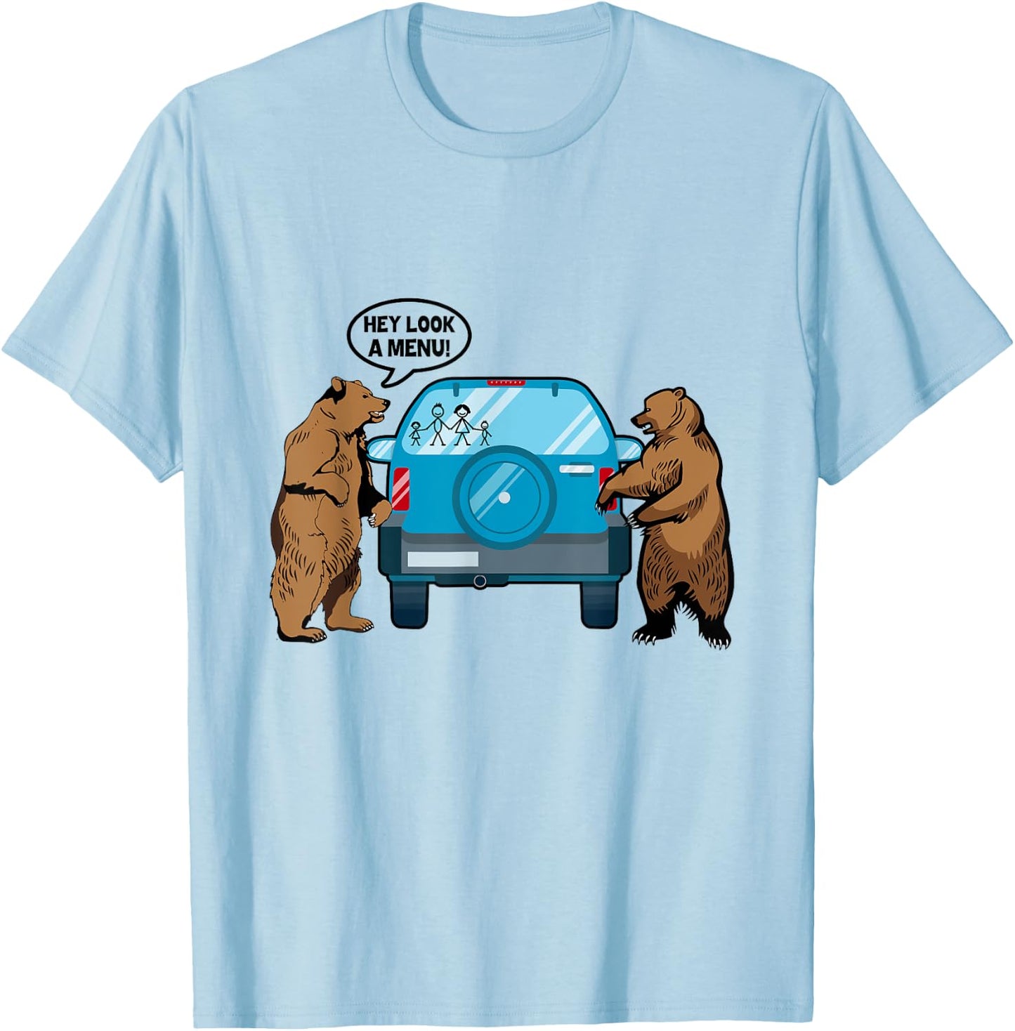Hey Look A Menu Funny Camping Camper Hiking Bear Outdoor T-Shirt - T-Shirt | Light Blue