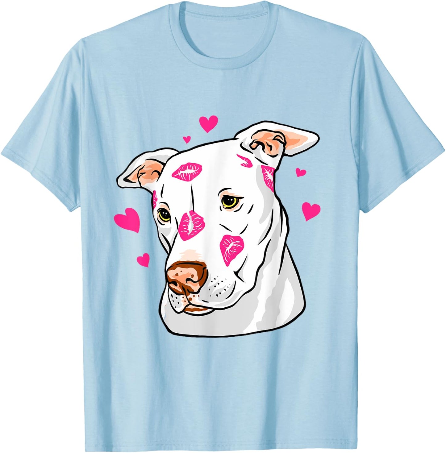 Pit Bull Terrier Kiss Lips Hearts T-Shirt - T-Shirt | Light Blue