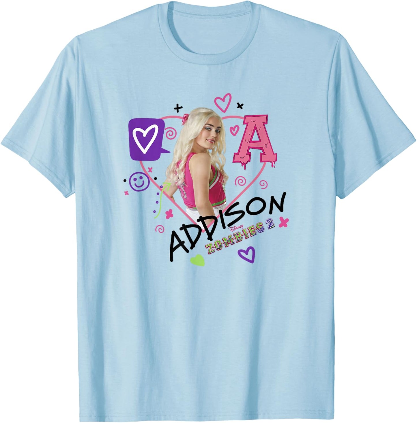 Disney Zombies Addison Doodled Portrait T-Shirt - T-Shirt | Light Blue