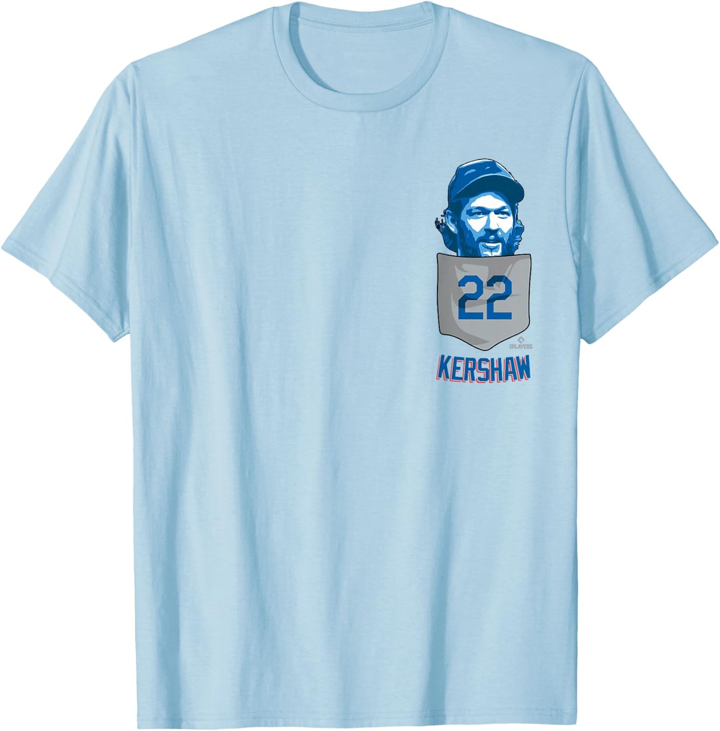 Clayton Kershaw Los Angeles Baseball Pocket MLBPA T-Shirt - T-Shirt | Light Blue