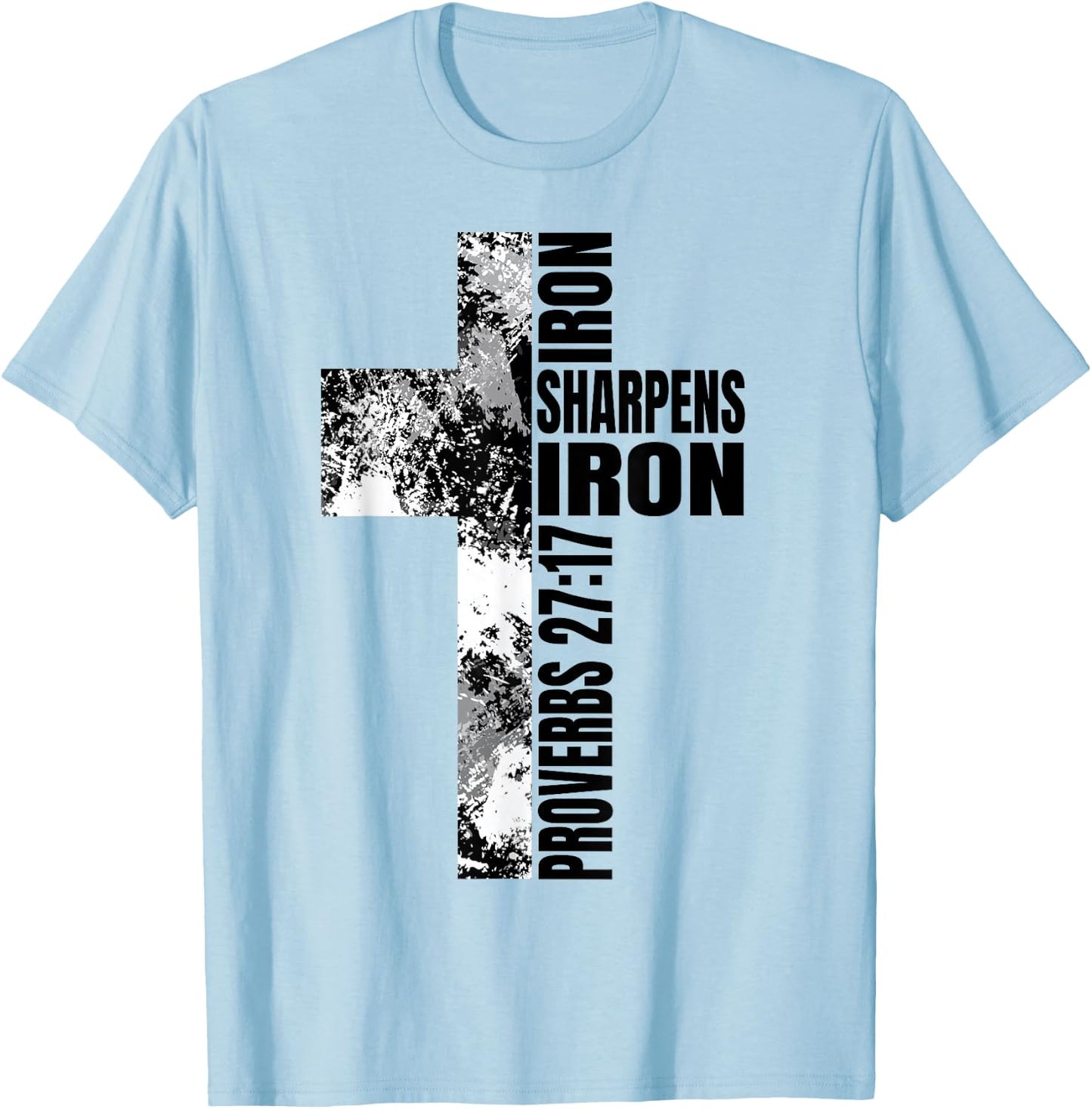 Religious Cross Iron Sharpens Iron Verse Christian Couples T-Shirt - T-Shirt | Light Blue