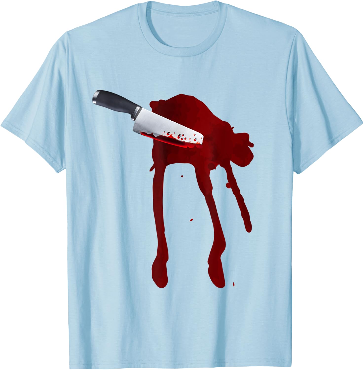 Last Minute Spooky Fake Blood Stab Wound Knife Stain Costume T-Shirt - T-Shirt | Light Blue