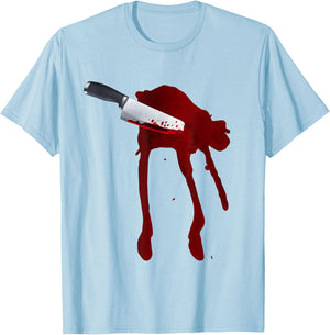 Last Minute Spooky Fake Blood Stab Wound Knife Stain Costume T-Shirt - T-Shirt | Light Blue