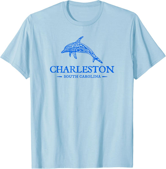 Charleston South Carolina Dolphin Boys Girls Souvenir T-Shirt - T-Shirt | Light Blue