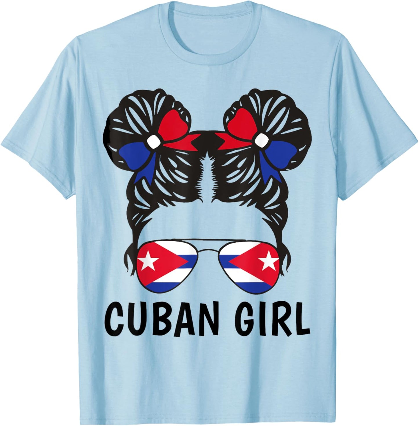 Cuba Flag Cuban Girl Shirt Hispanic Heritage Month Kid Women T-Shirt - T-Shirt | Light Blue