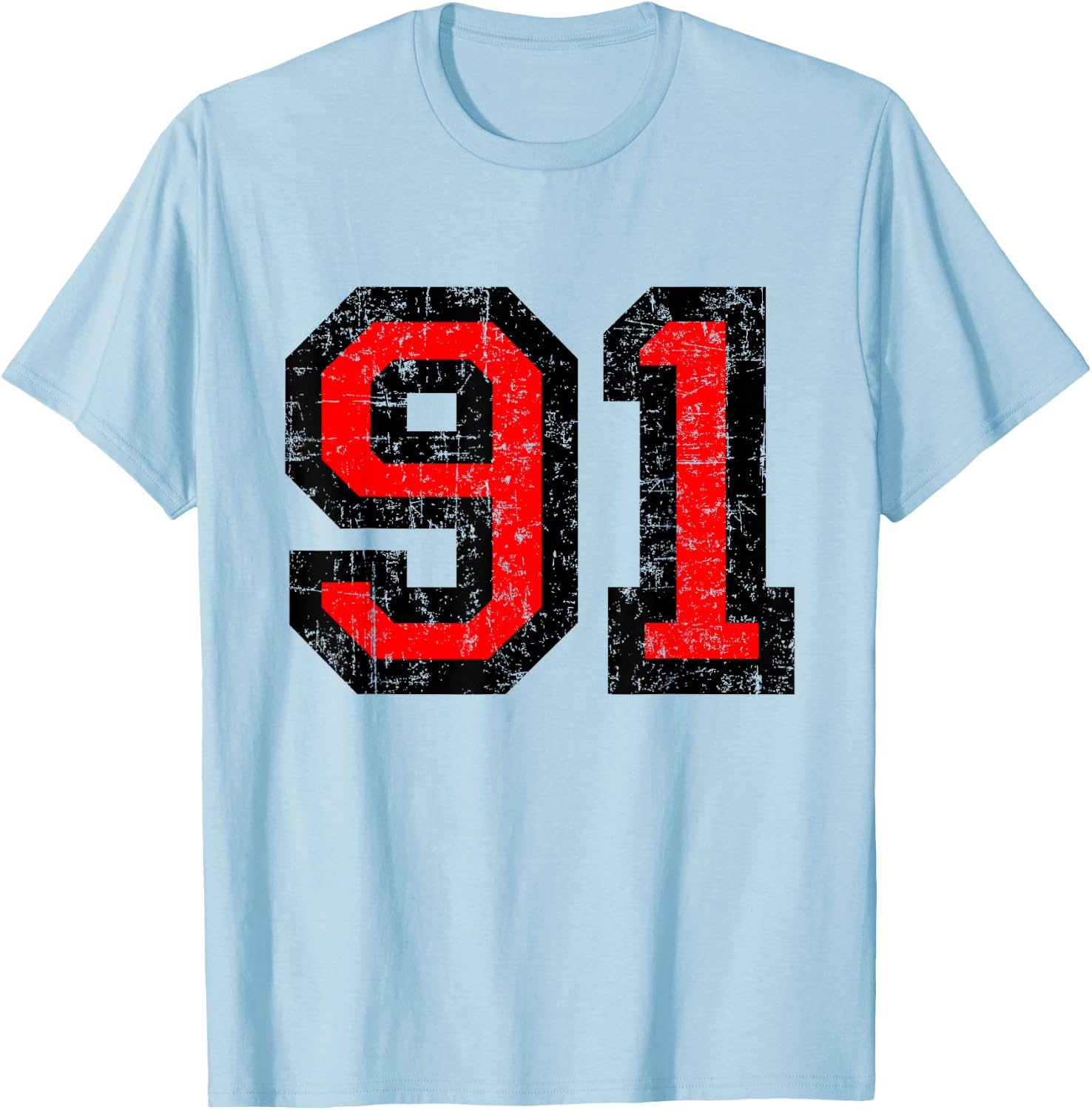 Number 91 (Vintage Black/Red) No. 91 T-Shirt - T-Shirt | Light Blue