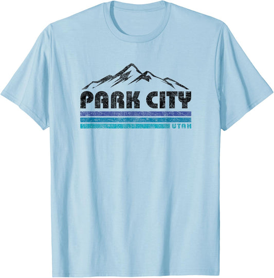 Vintage Park City Utah Retro Mountain Kids Souvenir T-Shirt - T-Shirt | Light Blue
