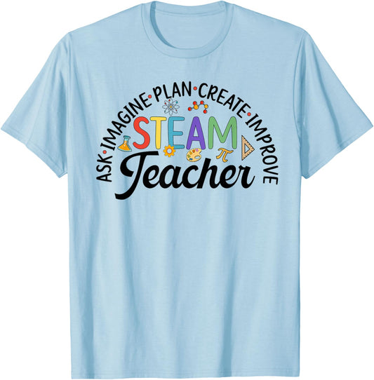 Best STEAM Teacher Science Technology Engineering Art Math T-Shirt - T-Shirt | Light Blue