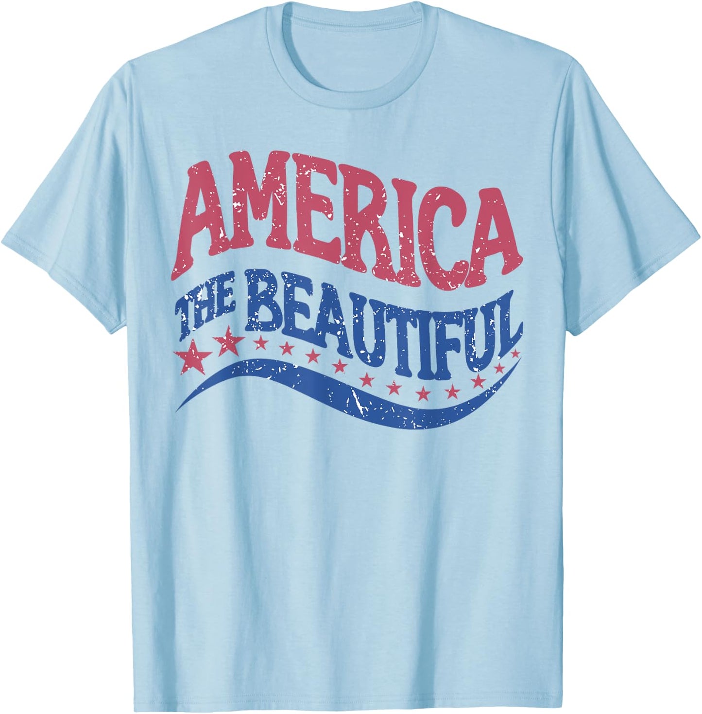 Retro America The Beautiful Vintage American 4th Of July T-Shirt - T-Shirt | Light Blue