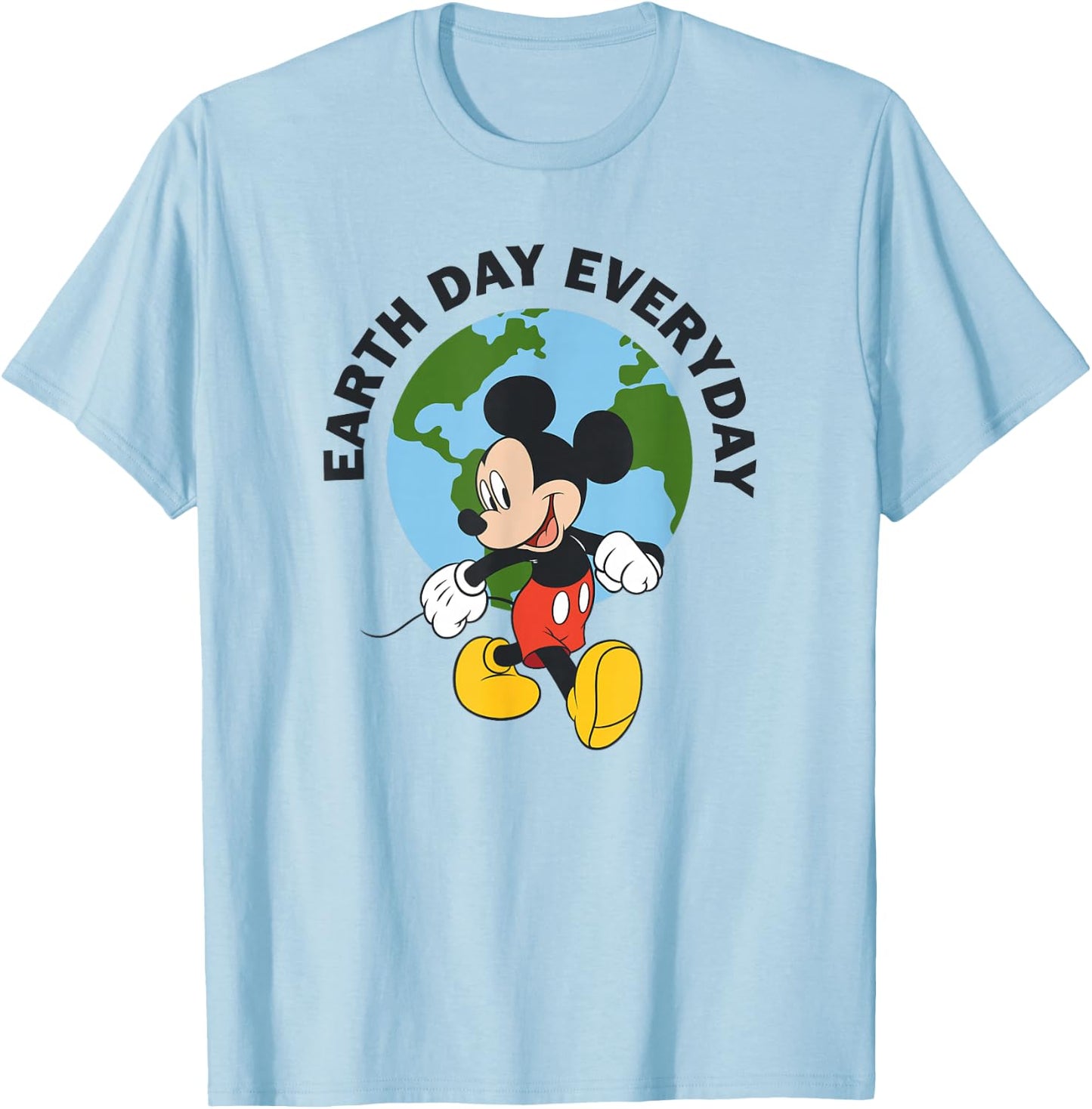 Disney Mickey And Friends Earth Day Every Day Globe Portrait T-Shirt - T-Shirt | Light Blue