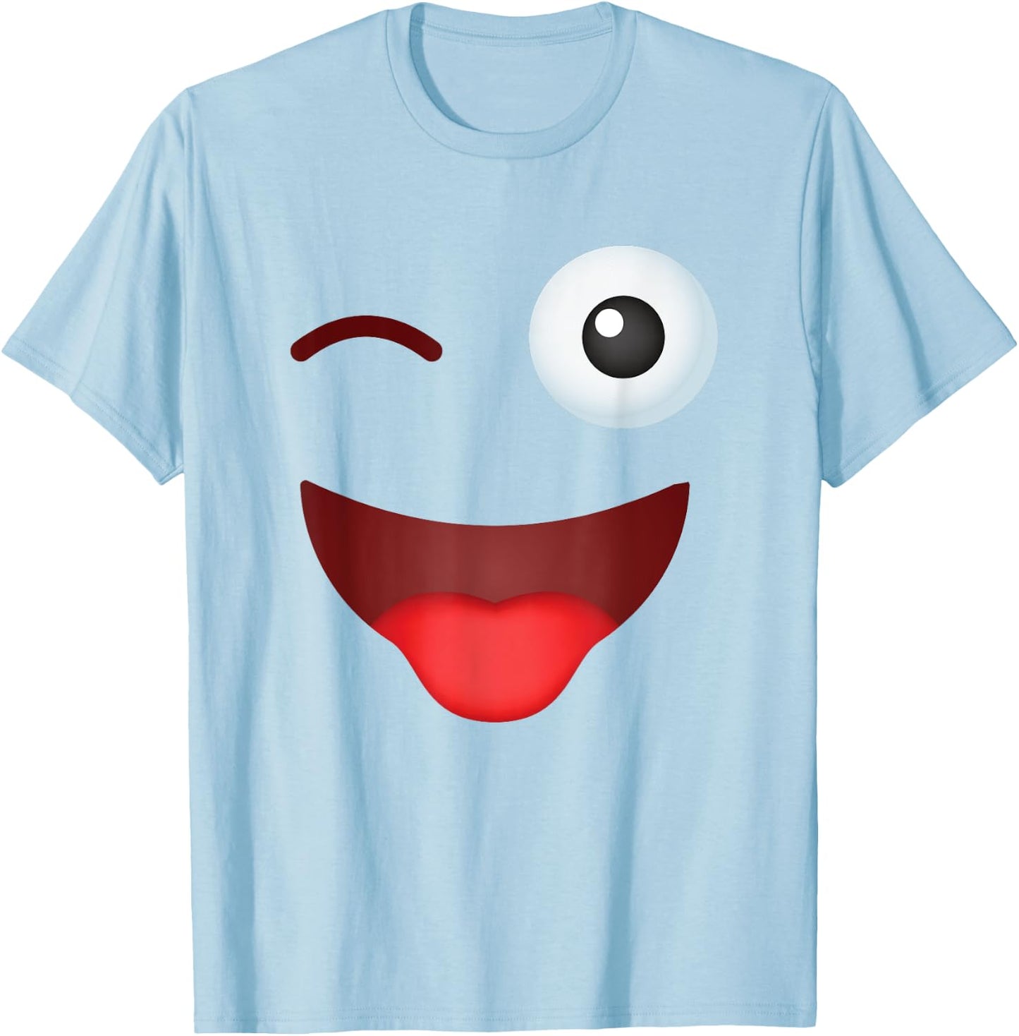 Family Party Group Matching Pajama Squad Gallery Funny Group Costume Halloween Team Outfit Winking Emoticon T-Shirt - T-Shirt | Light Blue