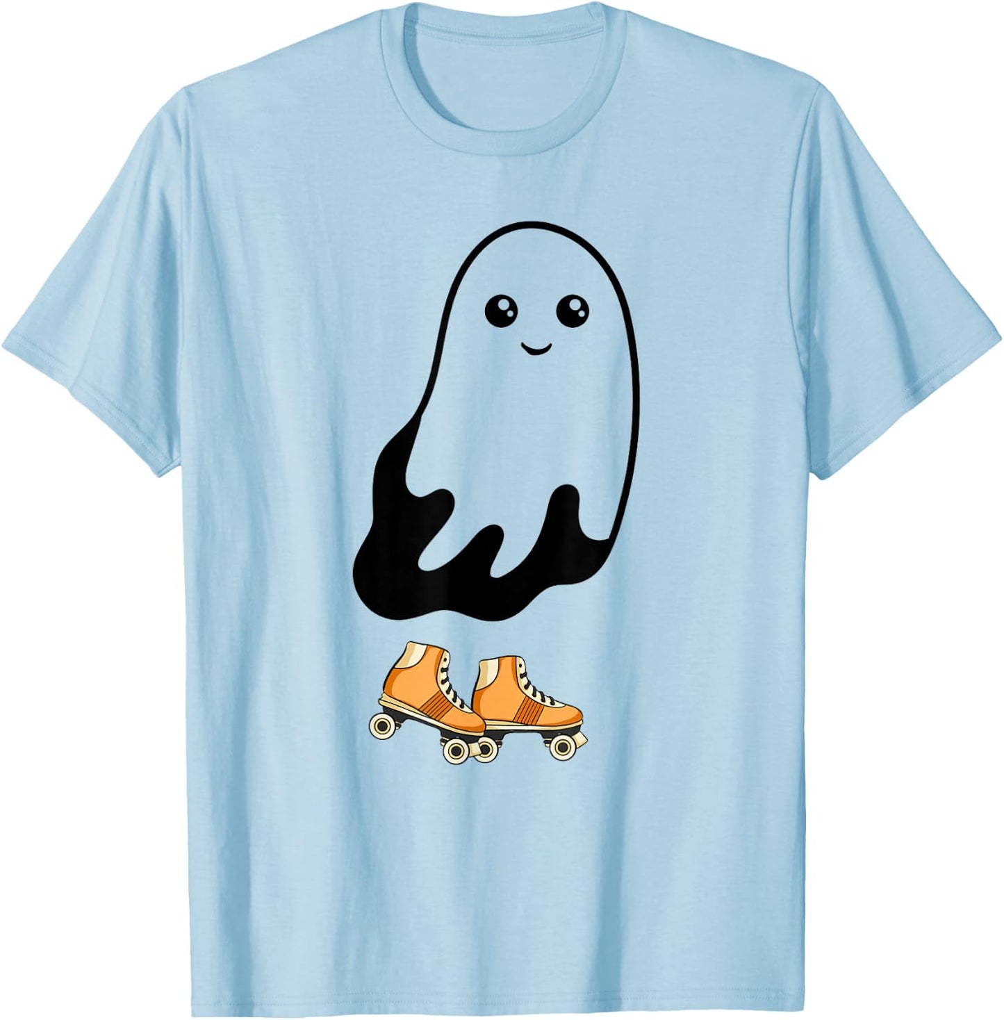 Ghost Roller Skating Funny Halloween Roller Skate Ghost T-Shirt - T-Shirt | Light Blue