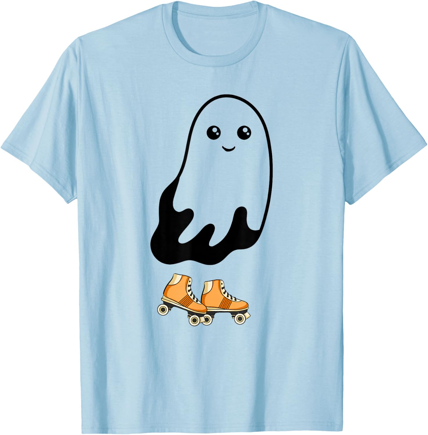 Ghost Roller Skating Funny Halloween Roller Skate Ghost T-Shirt - T-Shirt | Light Blue