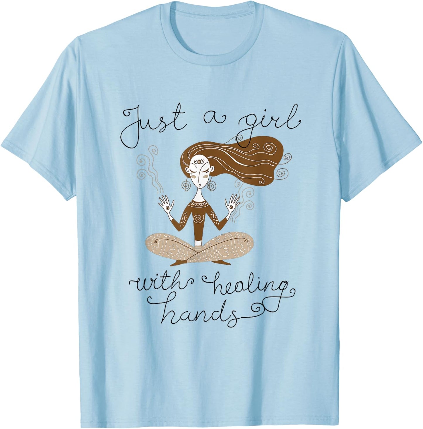 A Girl With Healing Hands Reiki Master Reiki Therapist T-Shirt - T-Shirt | Light Blue