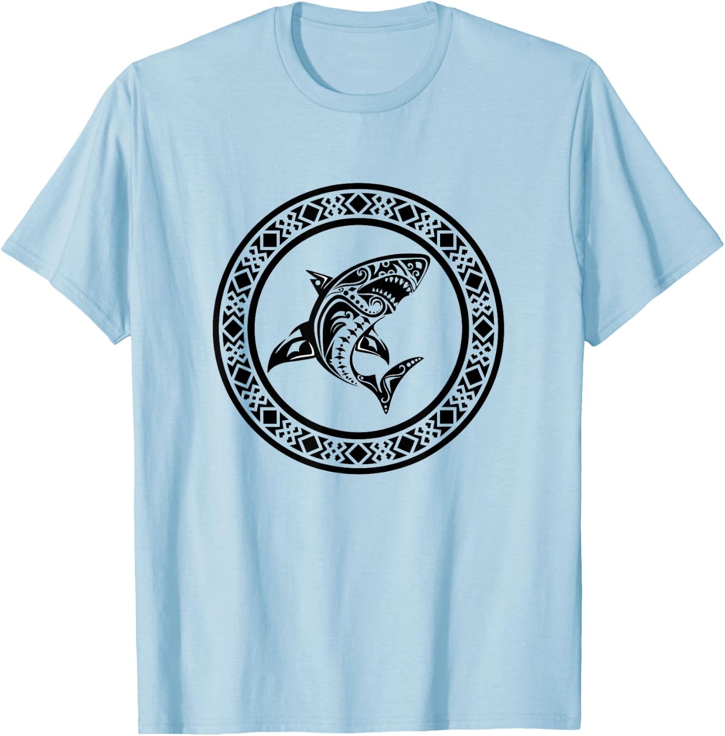 Shark Vintage Retro Tribal Throwback Vacation T-Shirt - T-Shirt | Light Blue