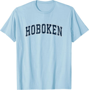 Hoboken New Jersey NJ Vintage Sports Design Navy Design T-Shirt - T-Shirt | Light Blue
