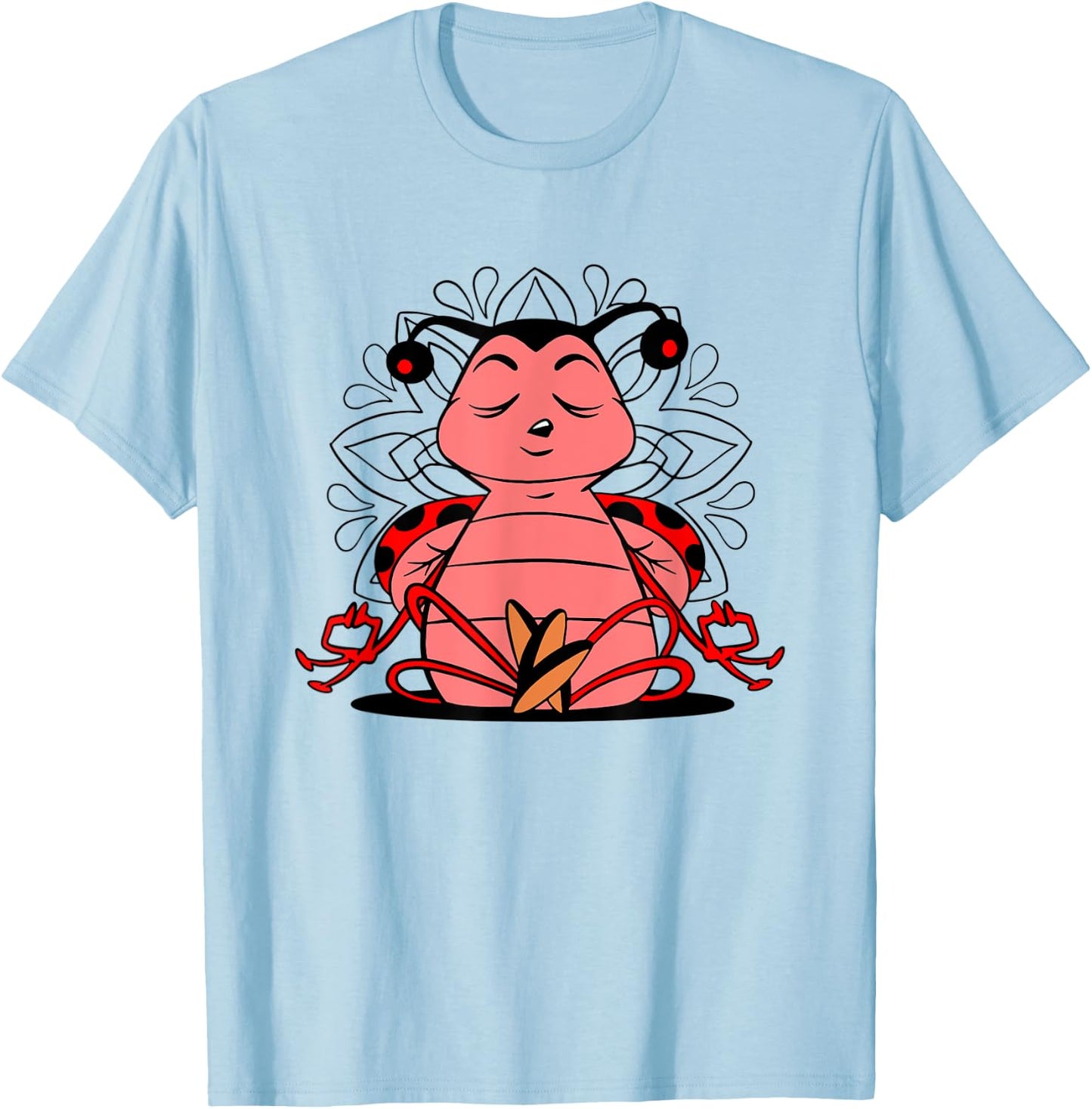 Meditating Ladybug doing yoga for meditation and mindfulness T-Shirt - T-Shirt | Light Blue