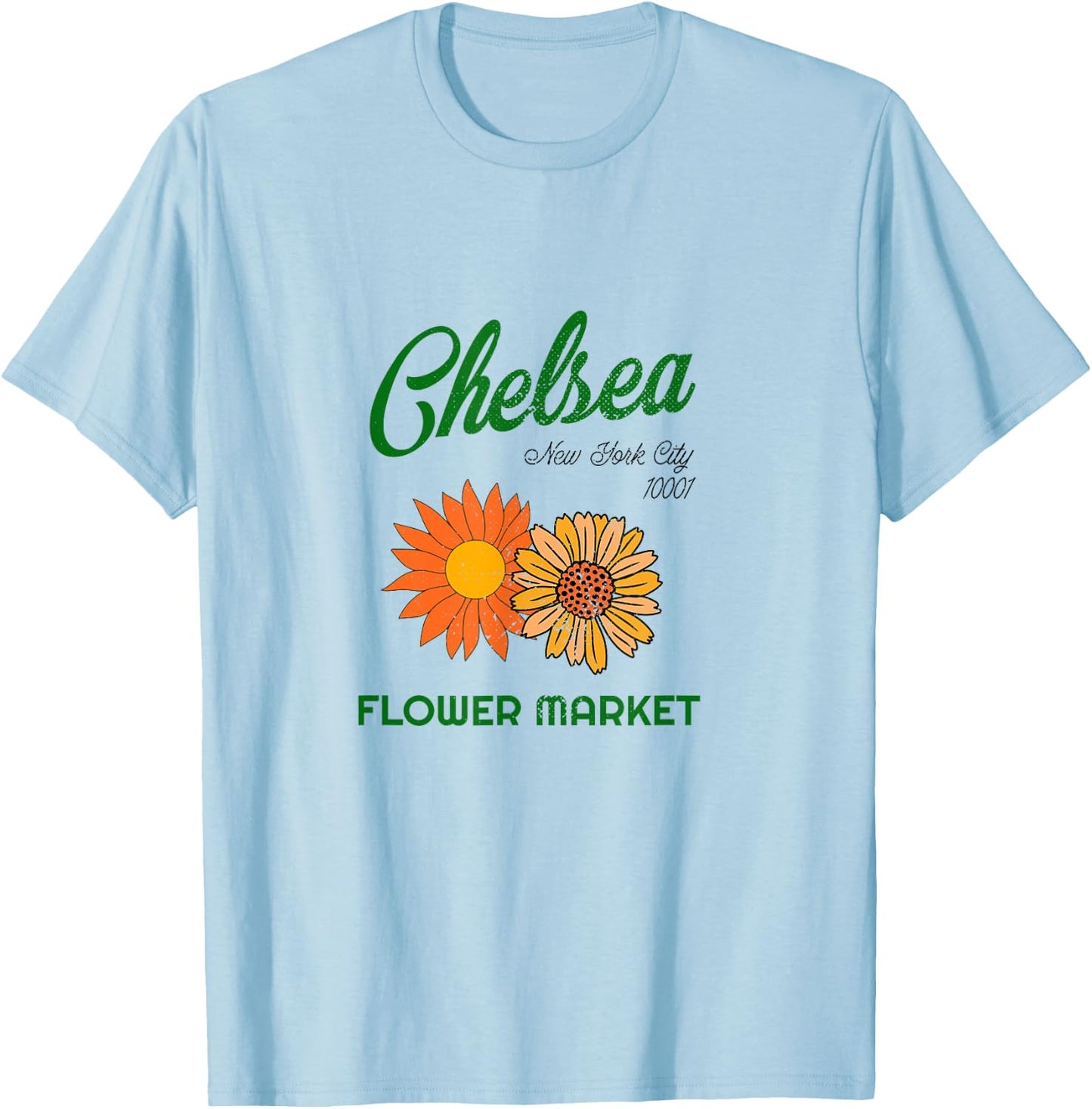 Cute Retro Chelsea NYC Flower Market West Side Manhattan T-Shirt - T-Shirt | Light Blue