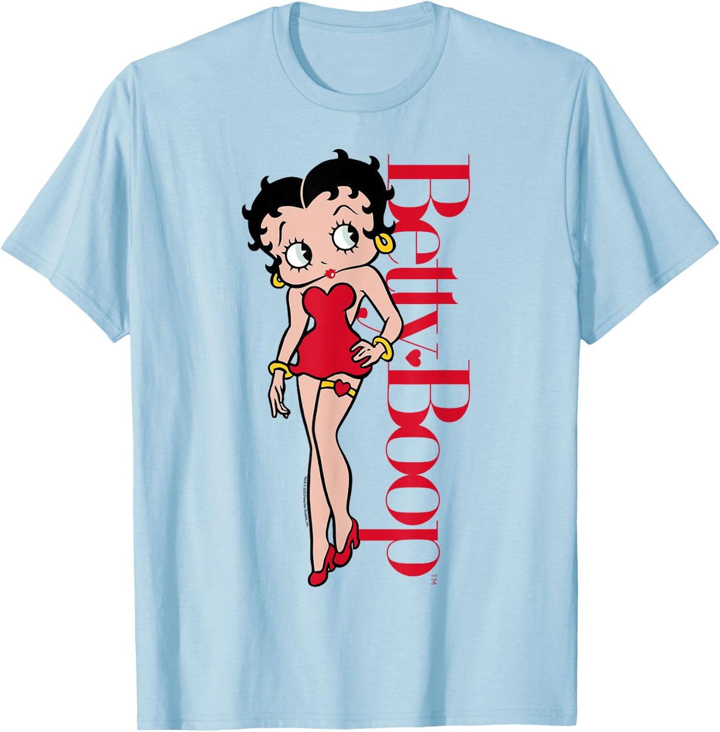 Betty Boop Vertical Text Portrait T-Shirt - T-Shirt | Light Blue