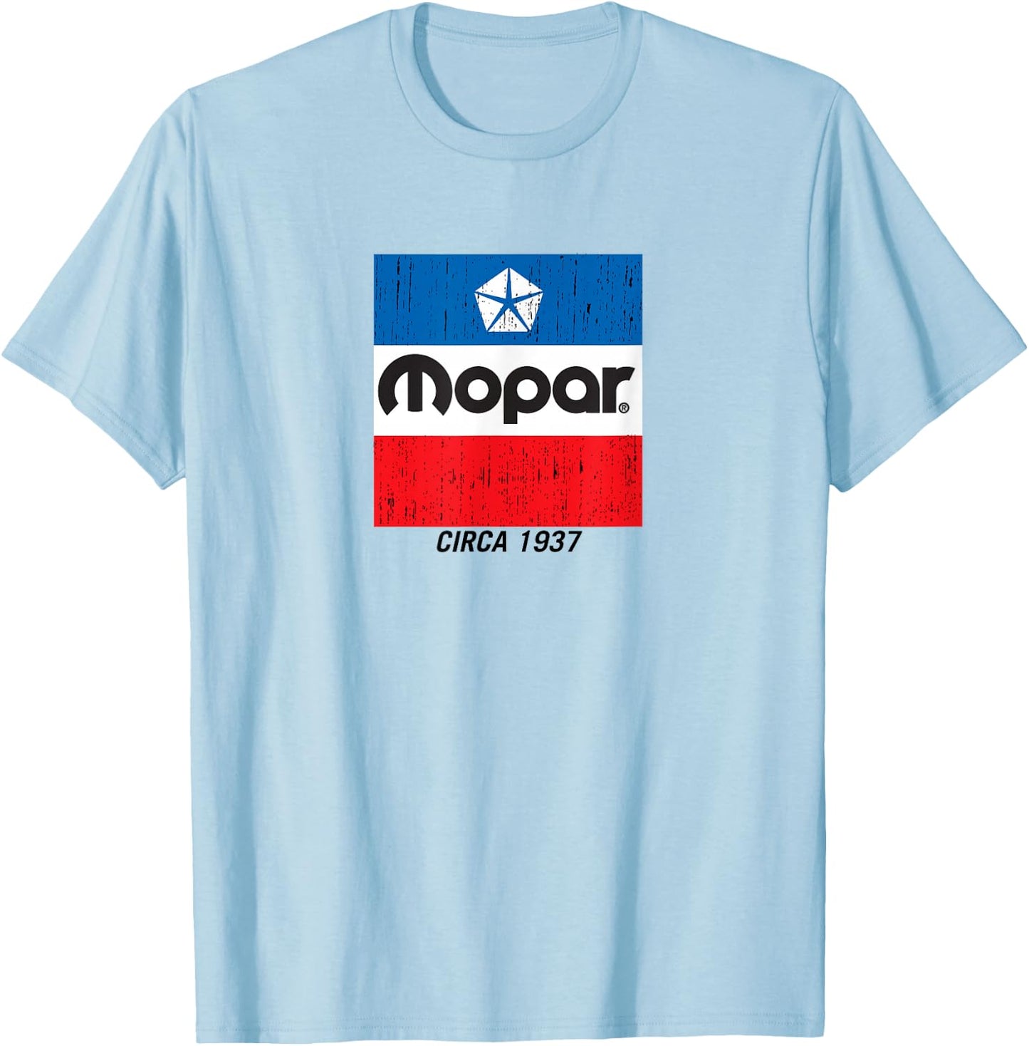 Mopar Distressed Retro Flag Logo T-Shirt - T-Shirt | Light Blue