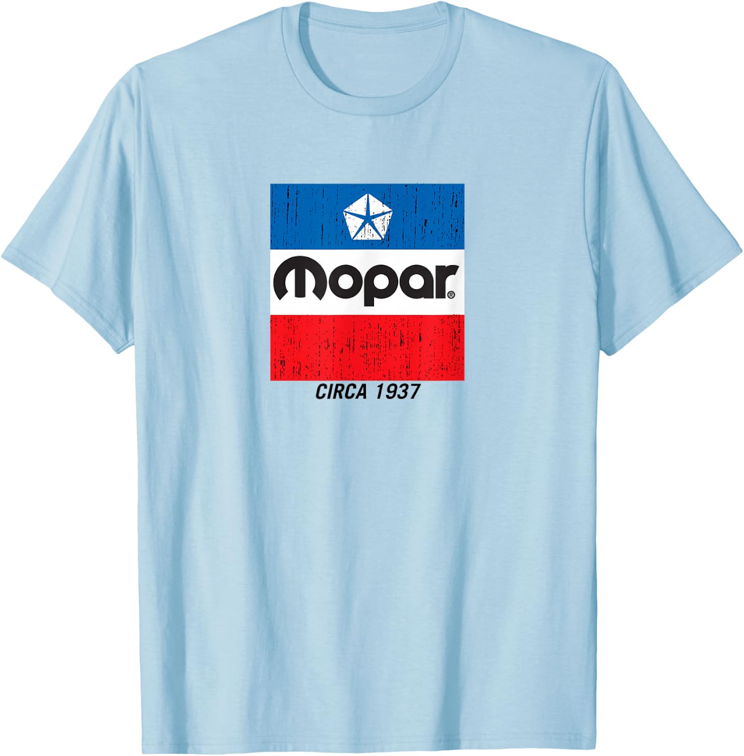 Mopar Distressed Retro Flag Logo T-Shirt - T-Shirt | Light Blue