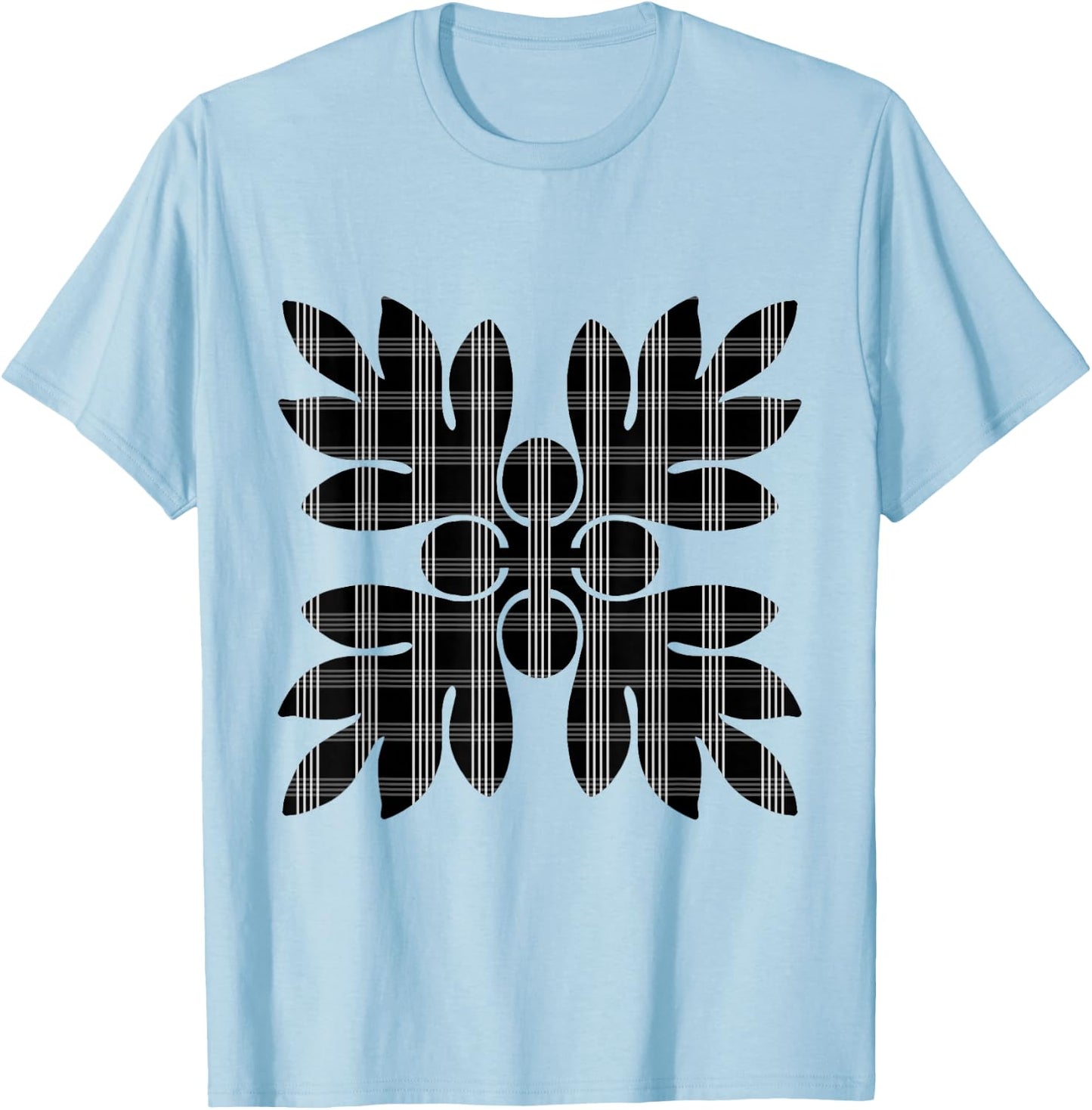 Black Palaka Ulu T-Shirt - T-Shirt | Light Blue
