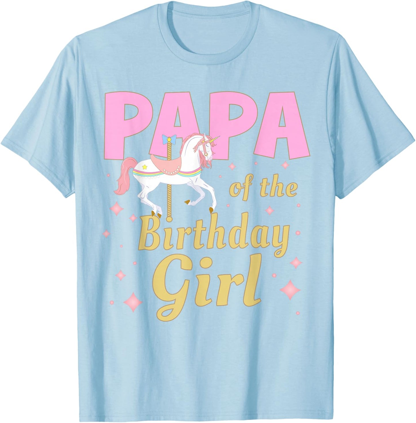 Papa Carousel Party 1st First Birthday Girl Family Matching T-Shirt - T-Shirt | Light Blue