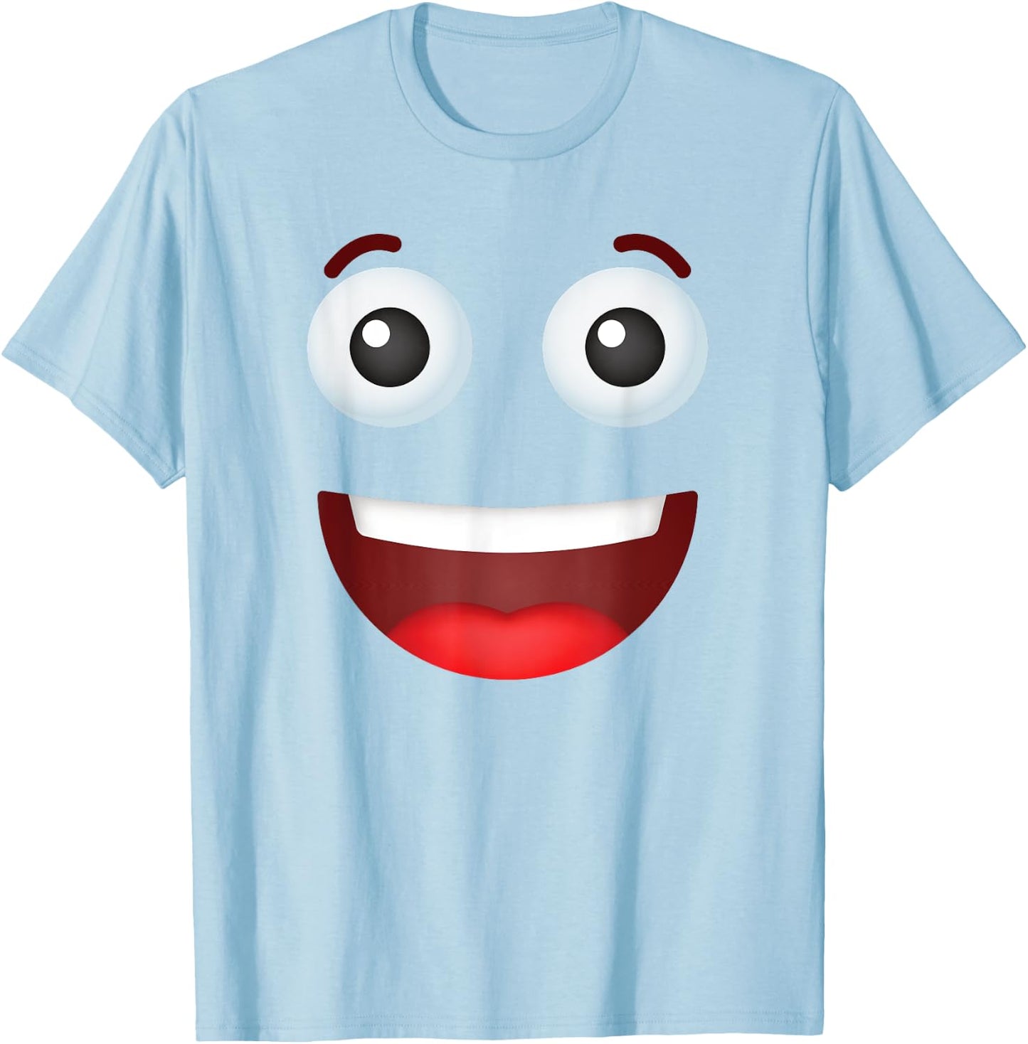 Funny Group Costume Team Outfit Smiling Happy Face Emoticon T-Shirt - T-Shirt | Light Blue