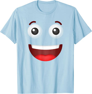 Funny Group Costume Team Outfit Smiling Happy Face Emoticon T-Shirt - T-Shirt | Light Blue