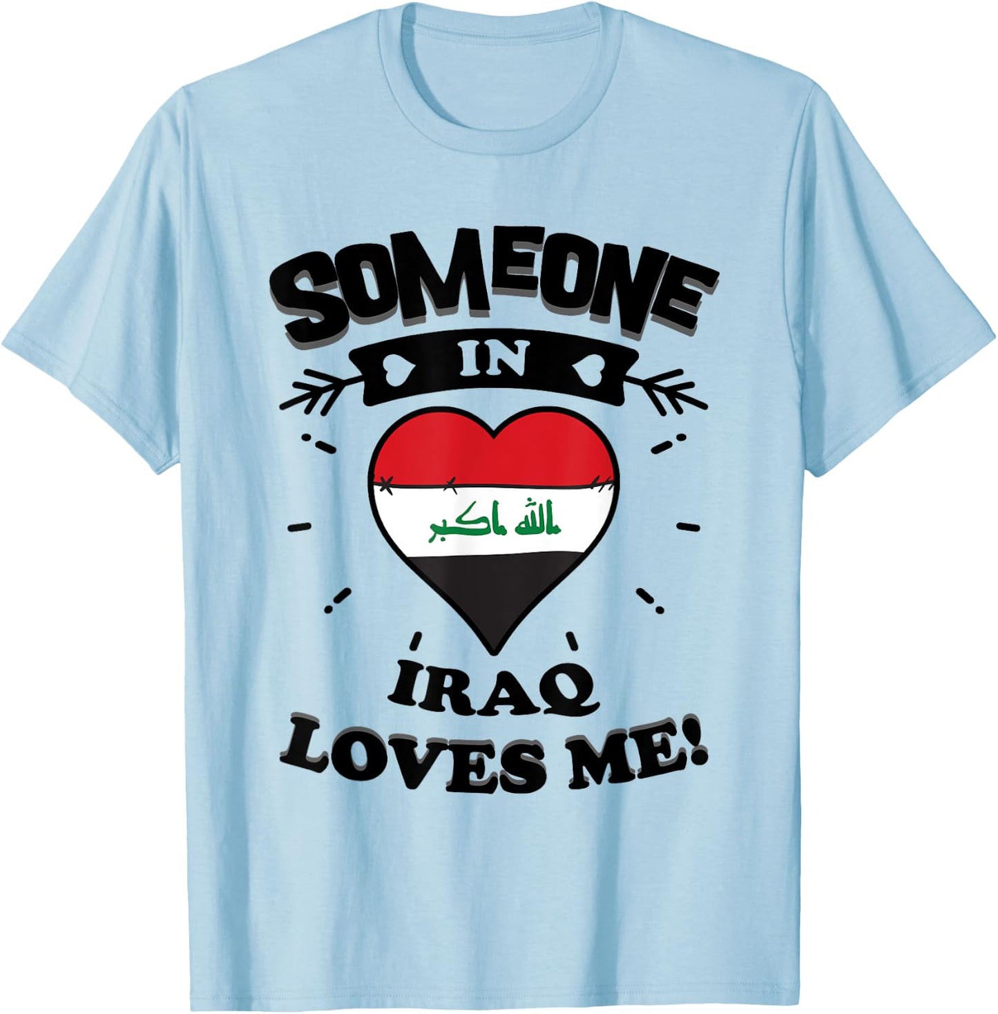 Someone In Iraq Loves Me Iraqi Flag Heart T-Shirt - T-Shirt | Light Blue