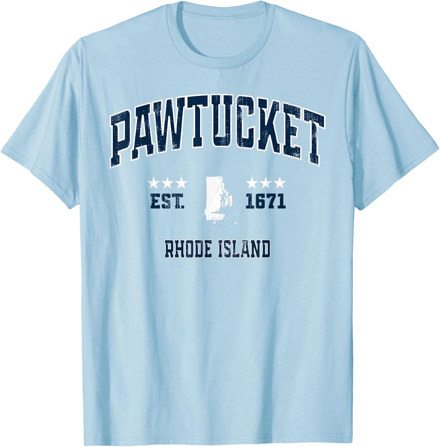 Pawtucket Rhode Island RI Vintage Athletic Navy Sports T-Shirt - T-Shirt | Light Blue