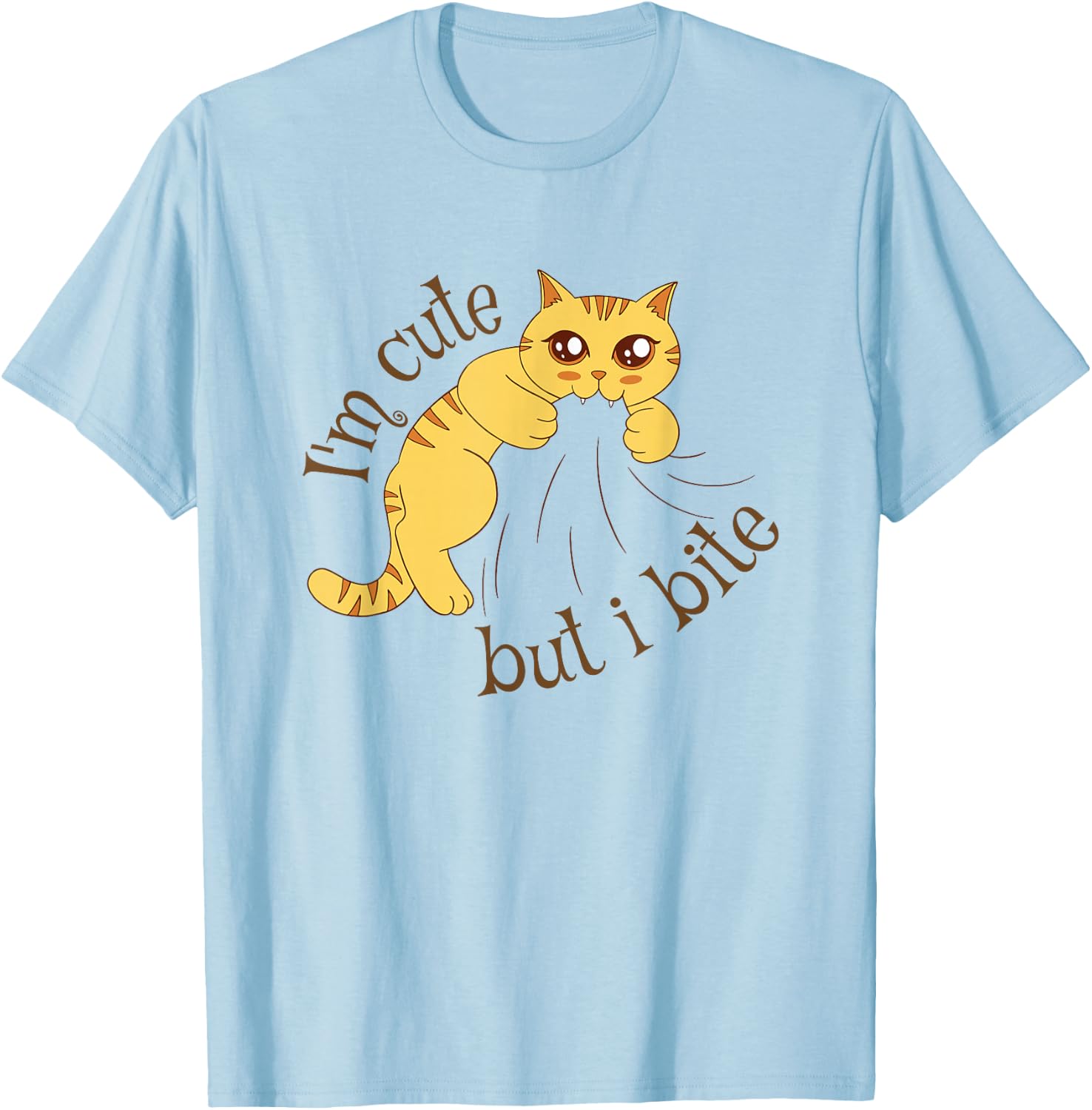 I'm Cute But I Bite Funny Cat T-Shirt - T-Shirt | Light Blue